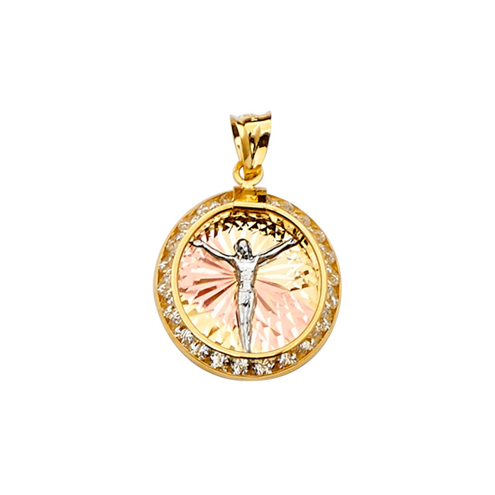 14K 3Color Jesus Medal Pendant