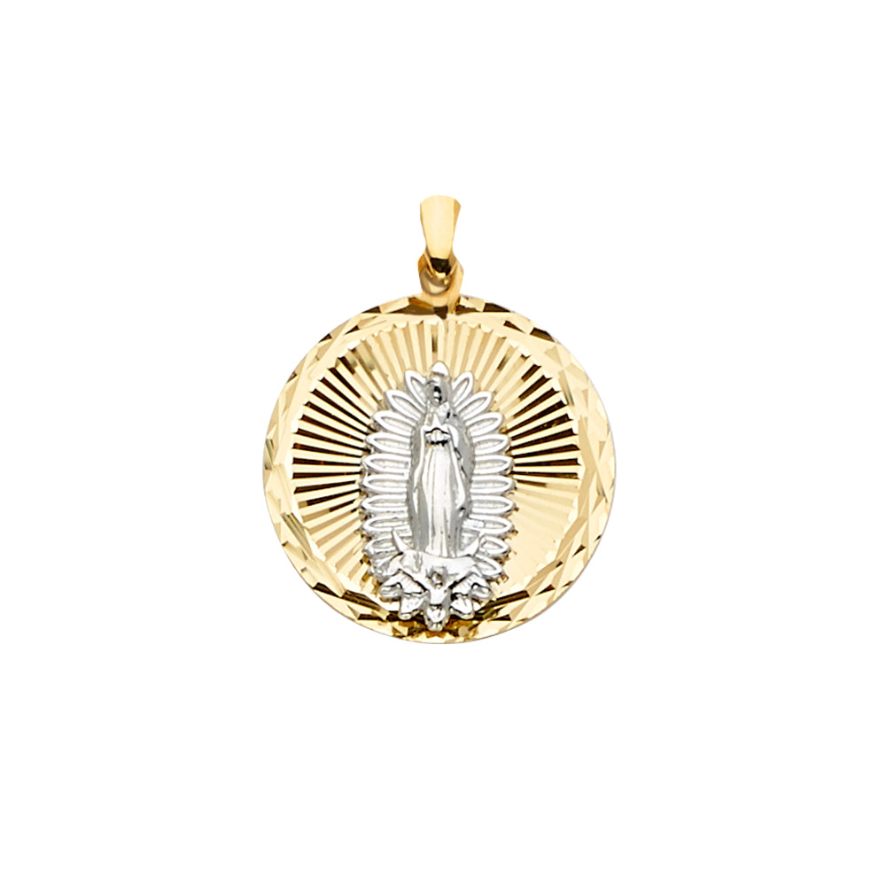 14K 2Tone Guadalupe Medal Pendant