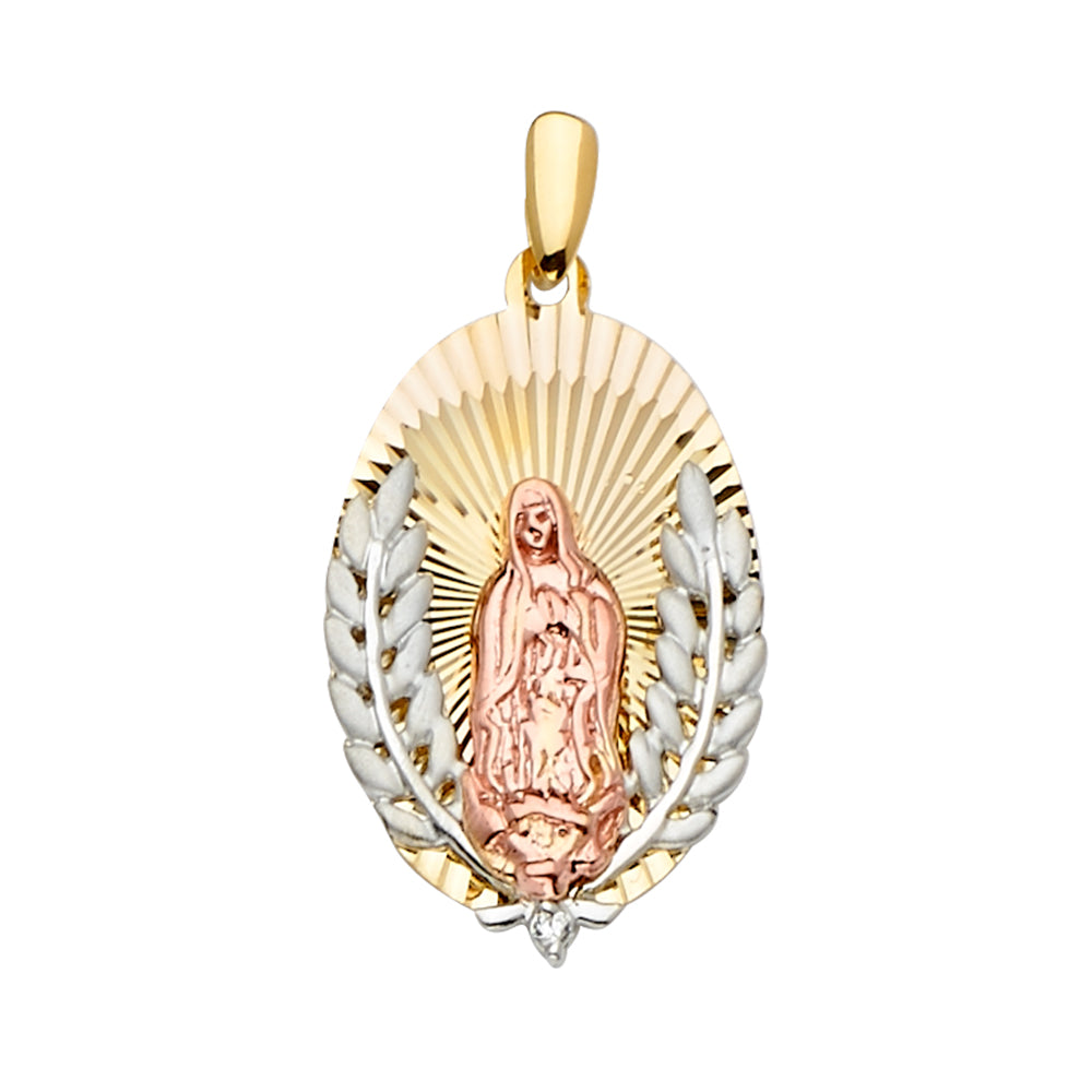 14K 3Color Guadalupe Medal Pendant
