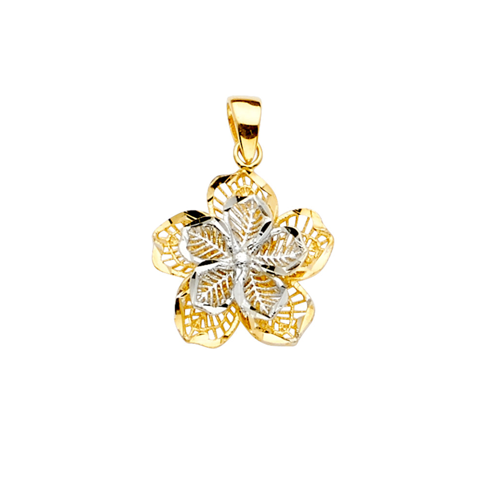 14K 2T Filigree Flower Pendant