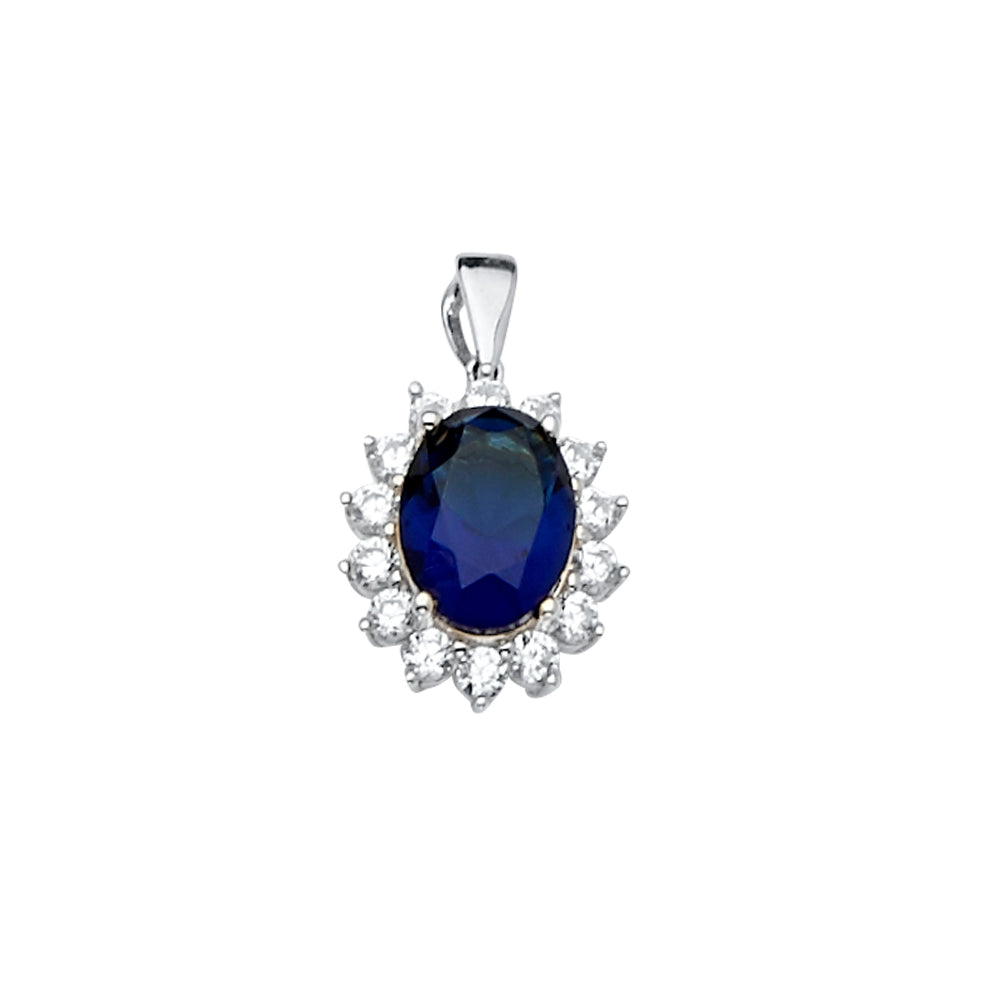 14KW Blue CZ Pendant / Set