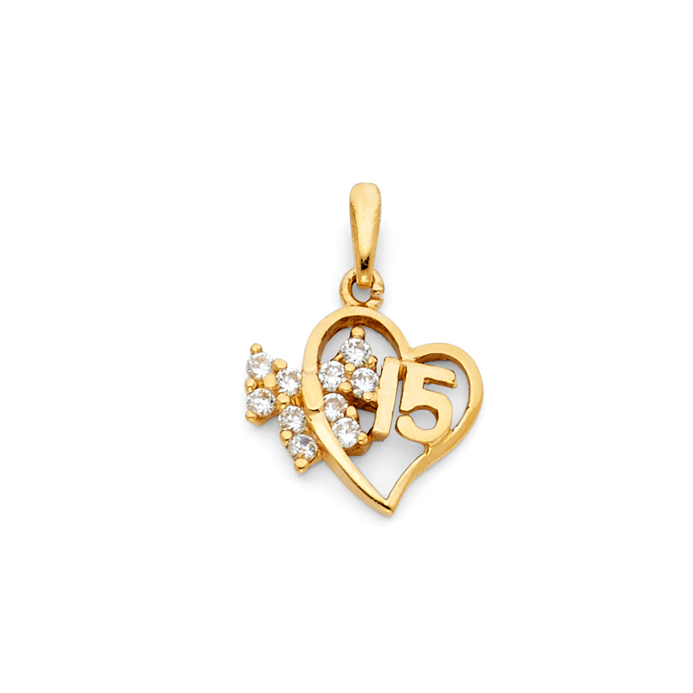14KT 15 YEARS HEART PENDANT