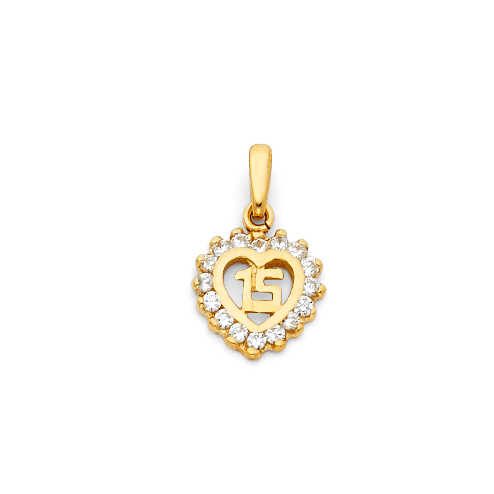14KT 15 YEARS HEART PENDANT
