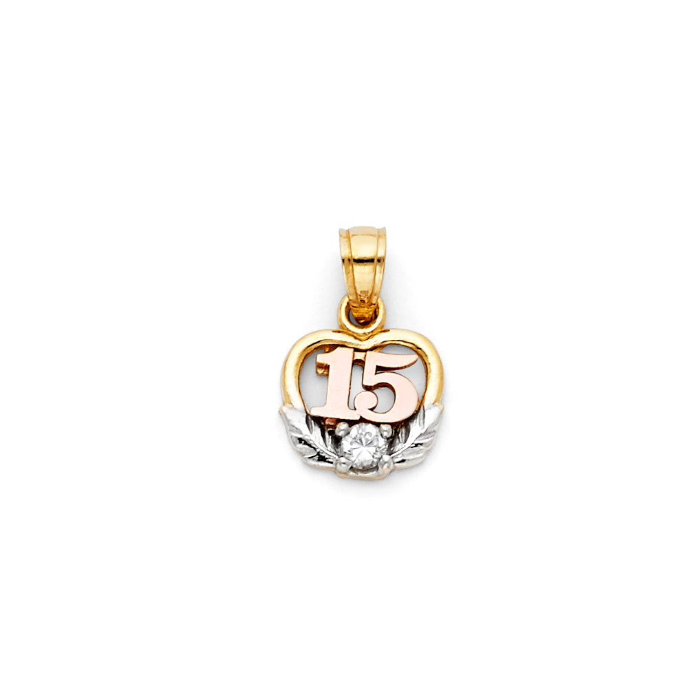 14K 3C 15 YEARS HEART PENDANT
