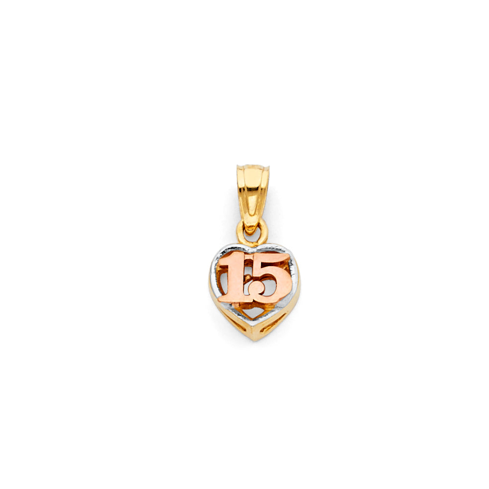 14K 3C 15 YEARS HEART PENDANT