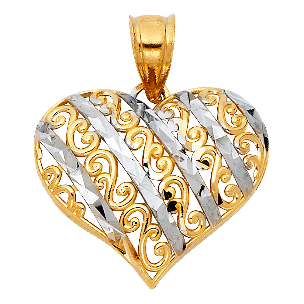 14K 2T HEART PENDANT