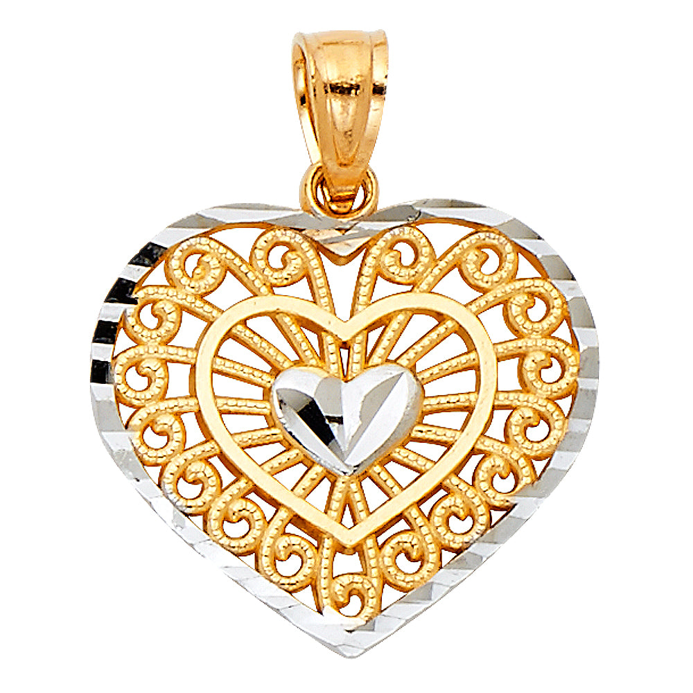 14K 2T HEART PENDANT