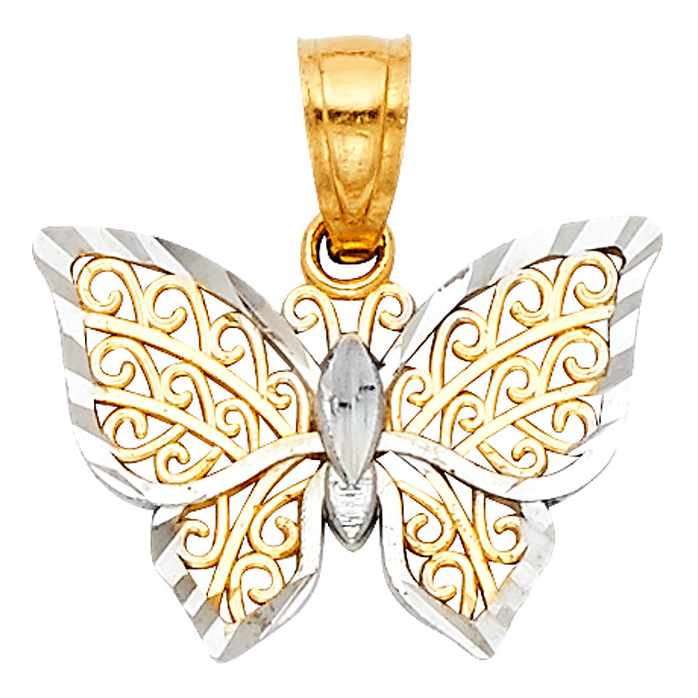 14K 2T BFLY PENDANT
