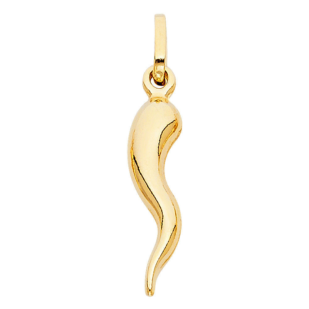14KY HOLLOW HORN PENDANT