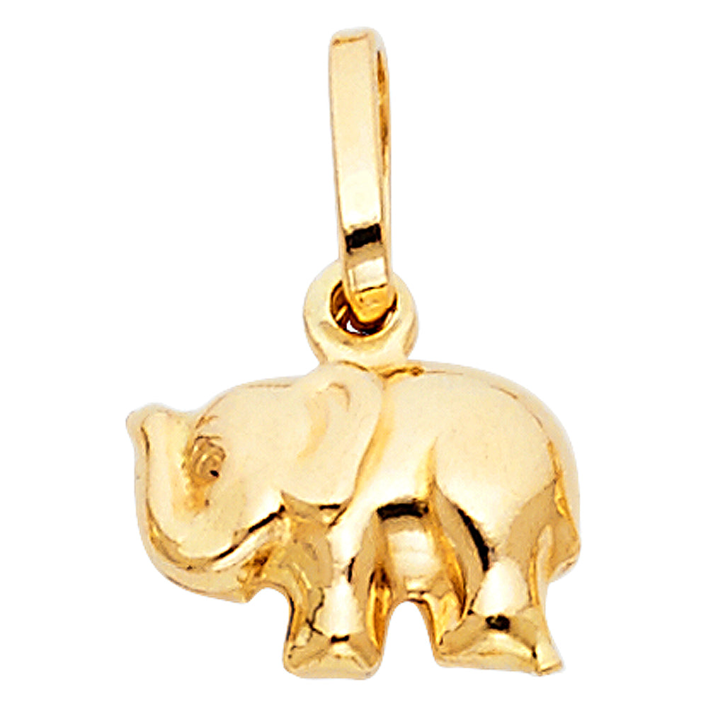 14KY HOLLOW ELEPHANT PENDANT (PT490)