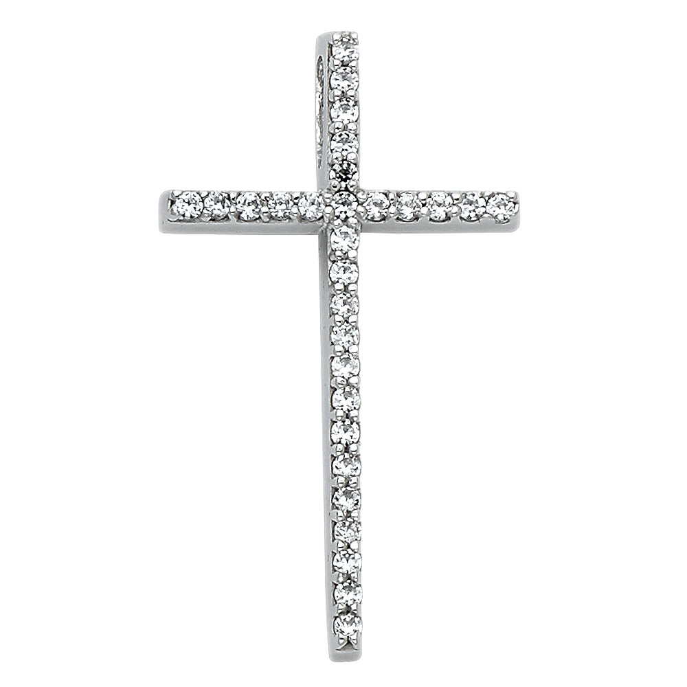 14KW CZ CROSS PENDANT