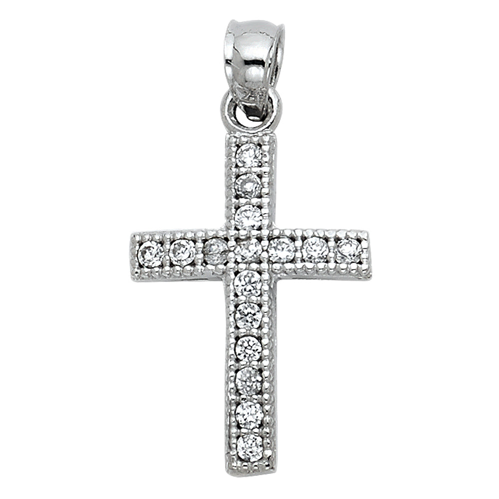 14KW CZ CROSS PENDANT