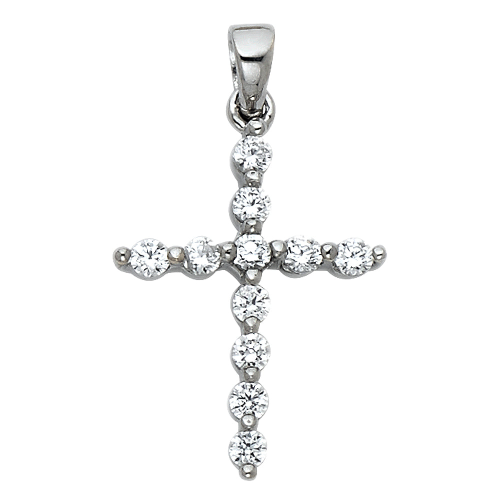 14KW CZ CROSS PENDANT