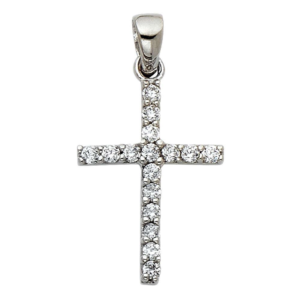 14KW CZ CROSS PENDANT