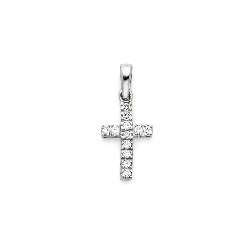 14KW CZ CROSS PENDANT