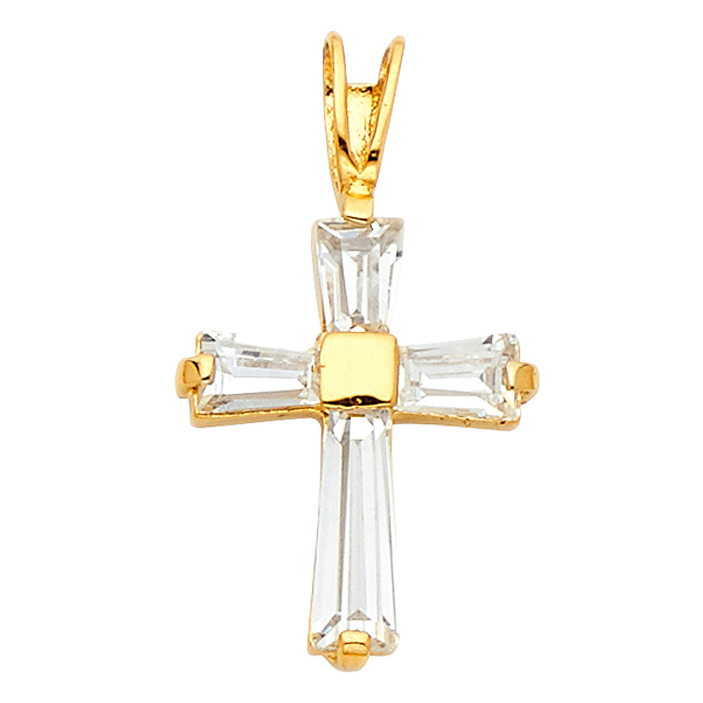14KY CZ CROSS PENDANT