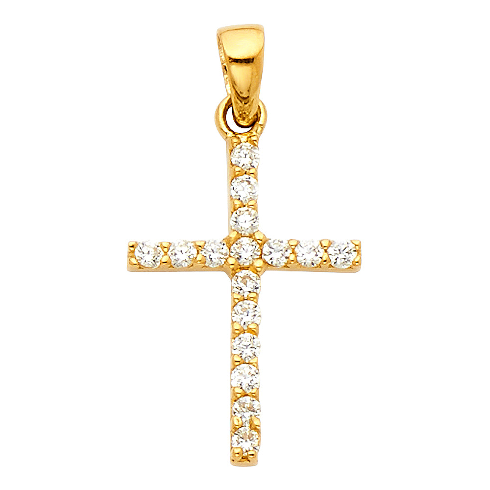 14KY CZ CROSS PENDANT
