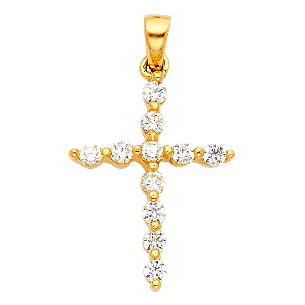 14KY CZ CROSS PENDANT