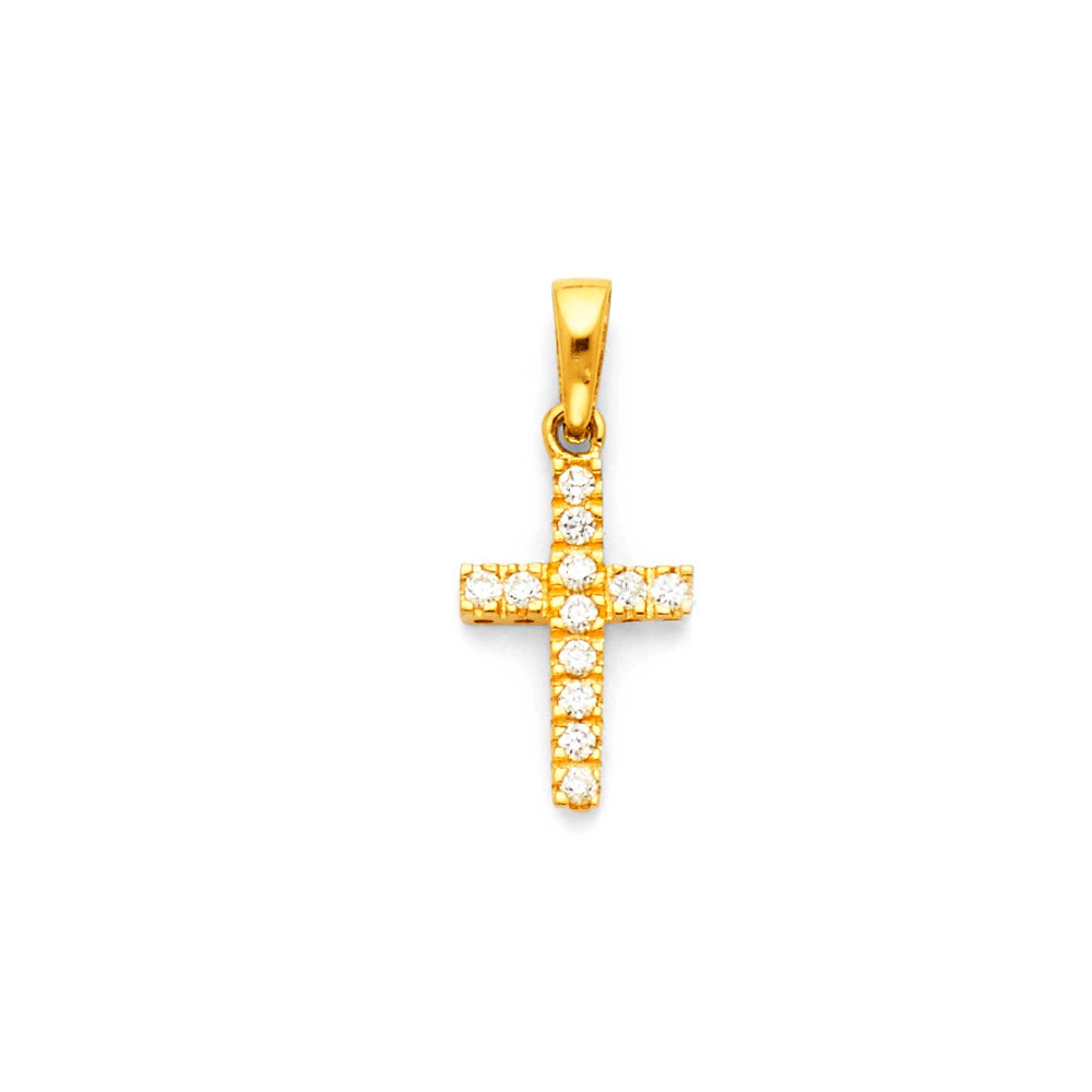 14KY CZ CROSS PENDANT