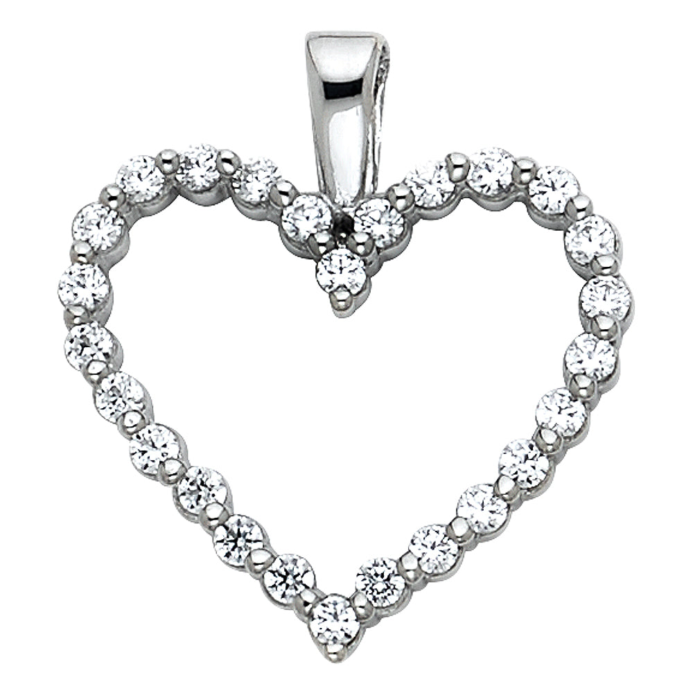 14KW CZ HEART PENDANT