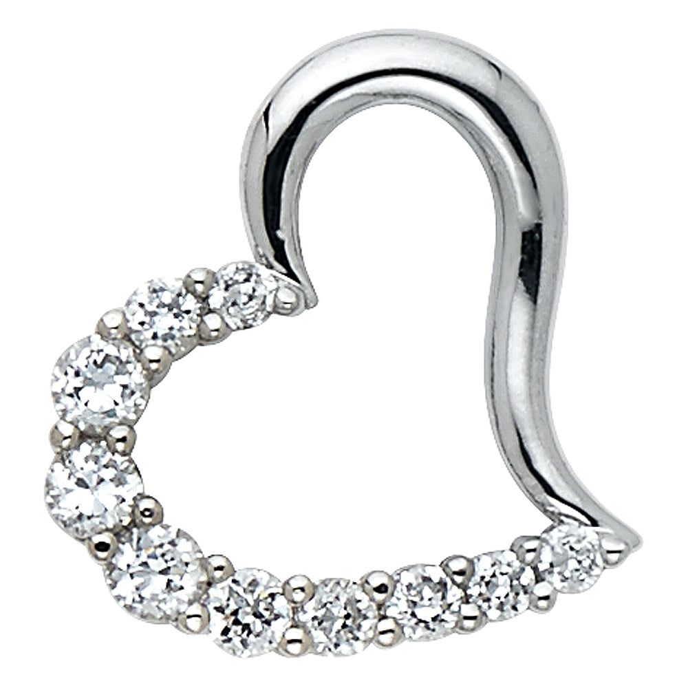 14KW CZ HEART PENDANT