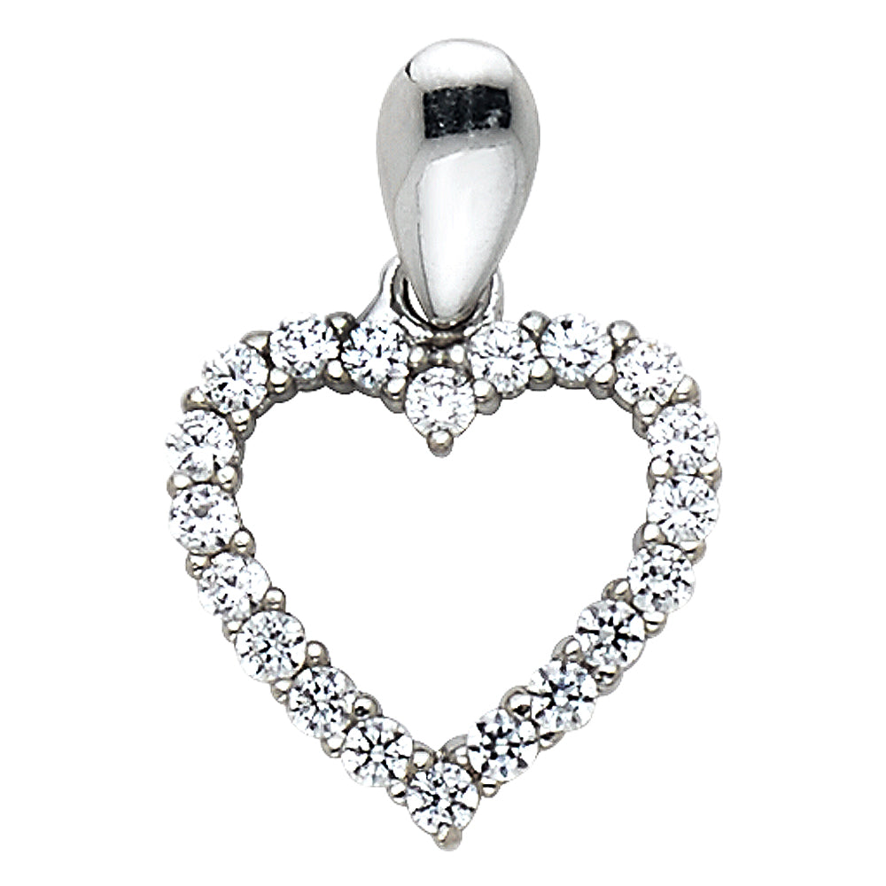 14KW CZ HEART PENDANT
