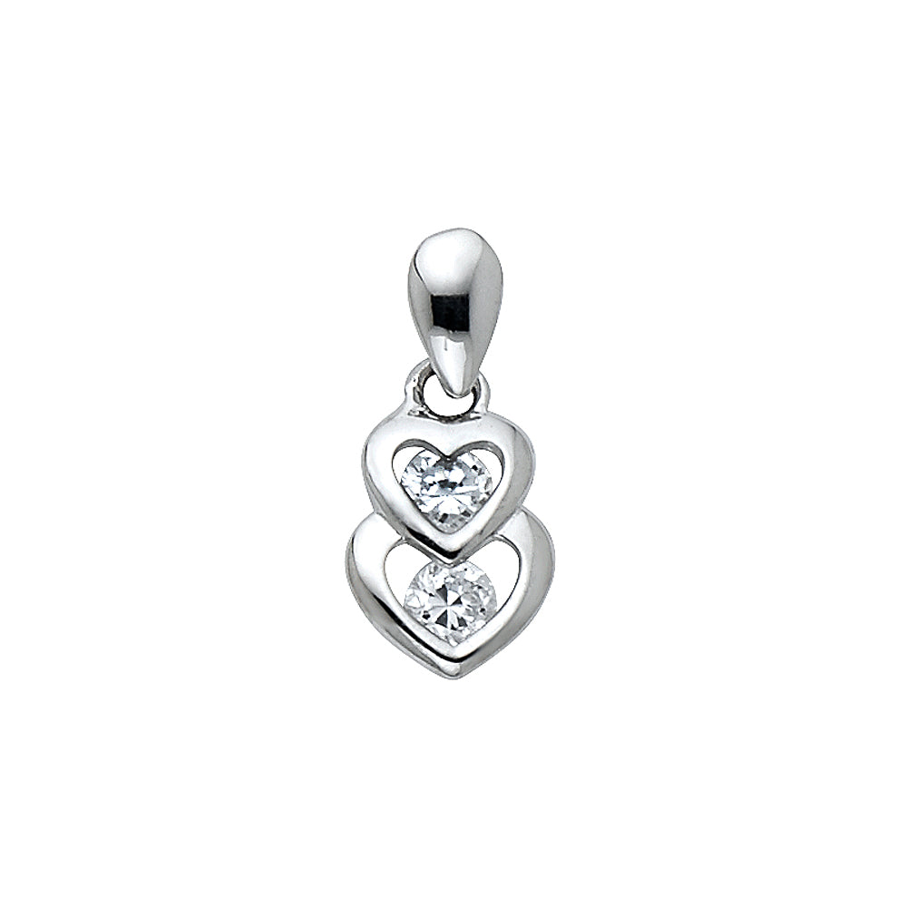 14KW CZ HEART PENDANT