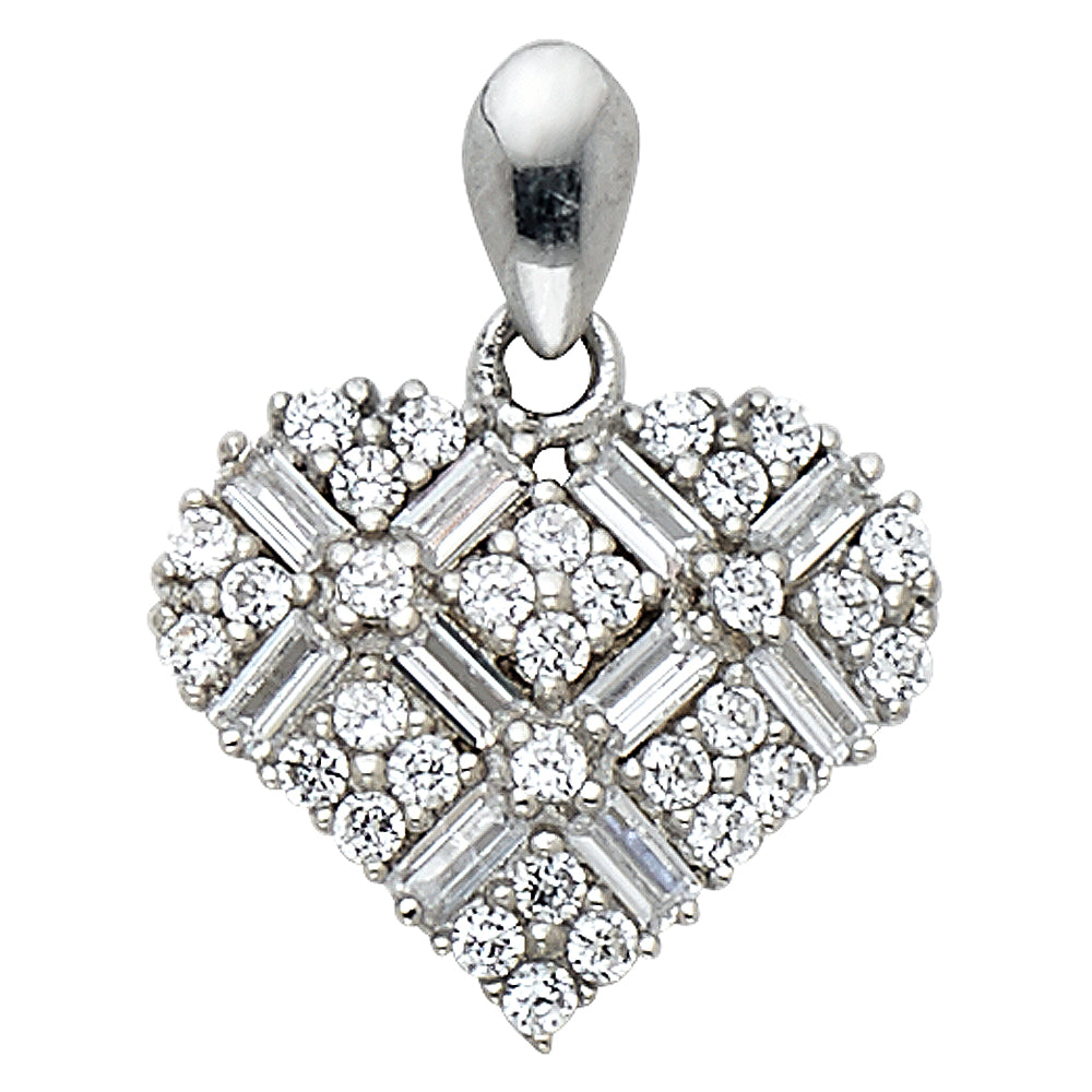 14KW CZ HEART PENDANT
