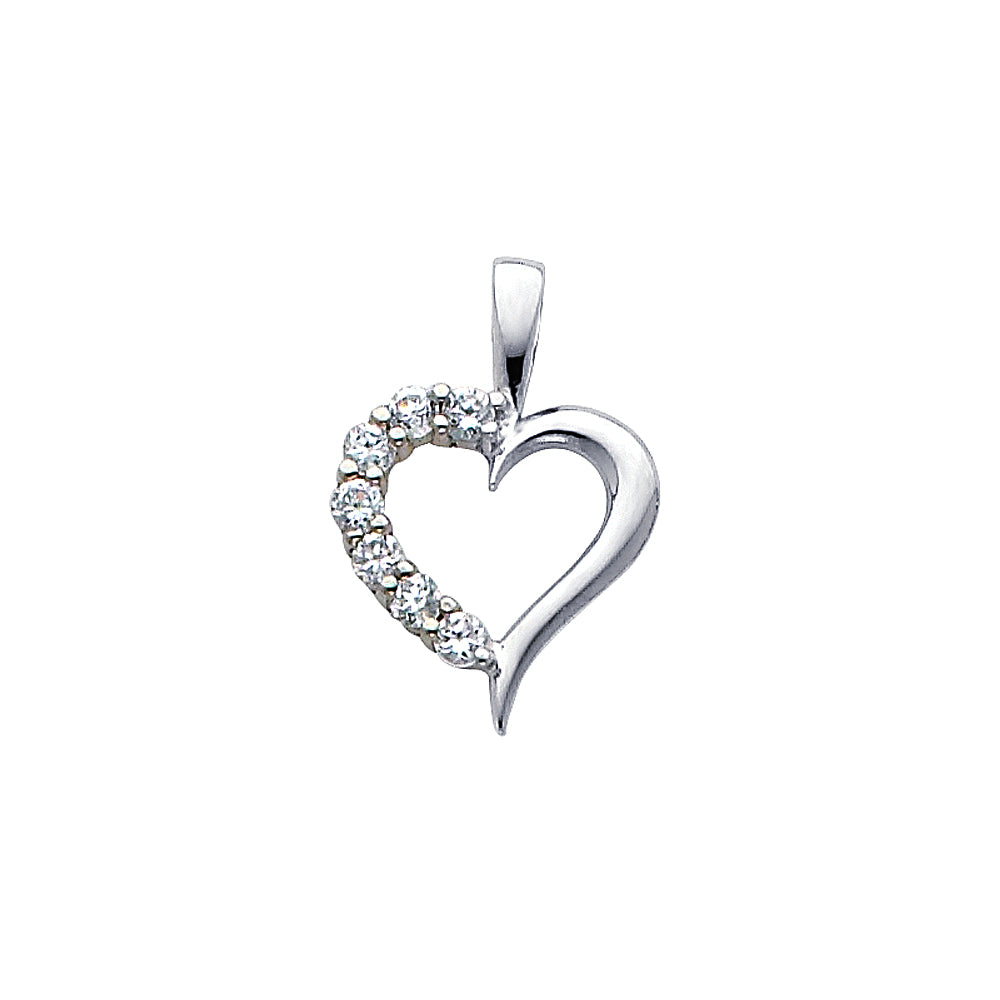 14KW CZ HEART PENDANT