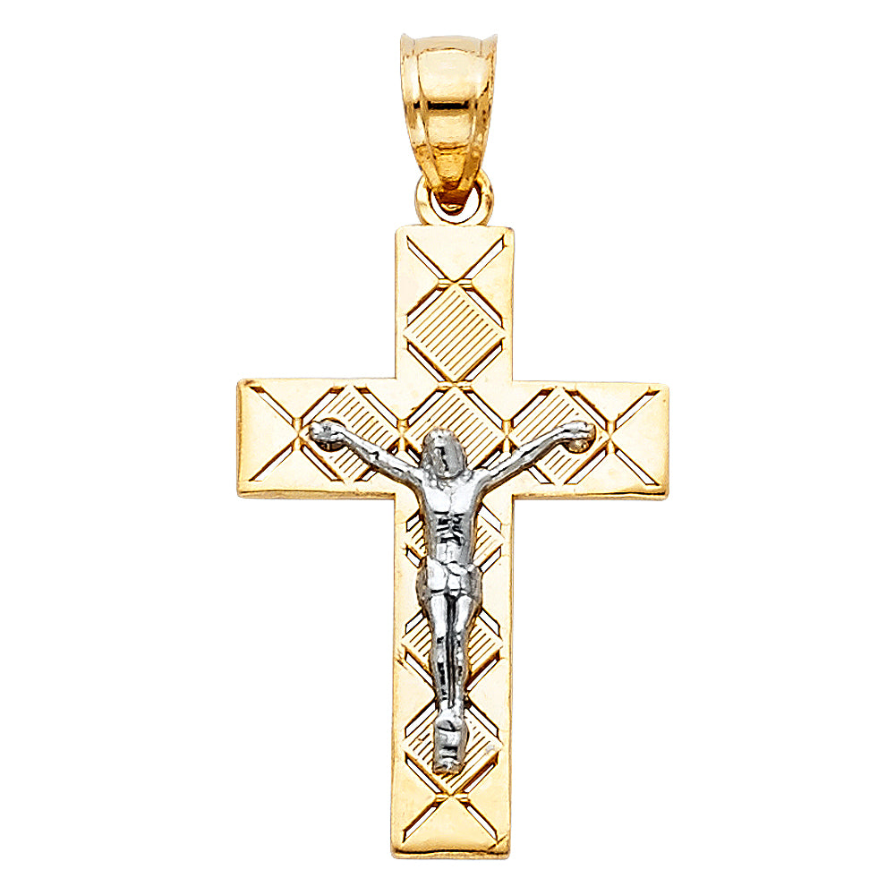 14K 2T CUT OUT DESIGN CRUCIFIX PEND
