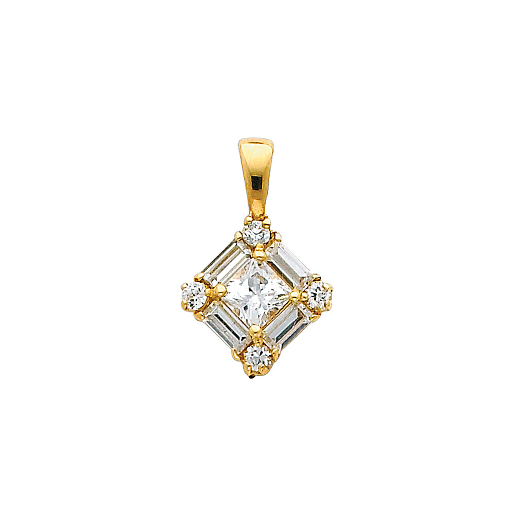 14KY CZ SQUARE PENDANT
