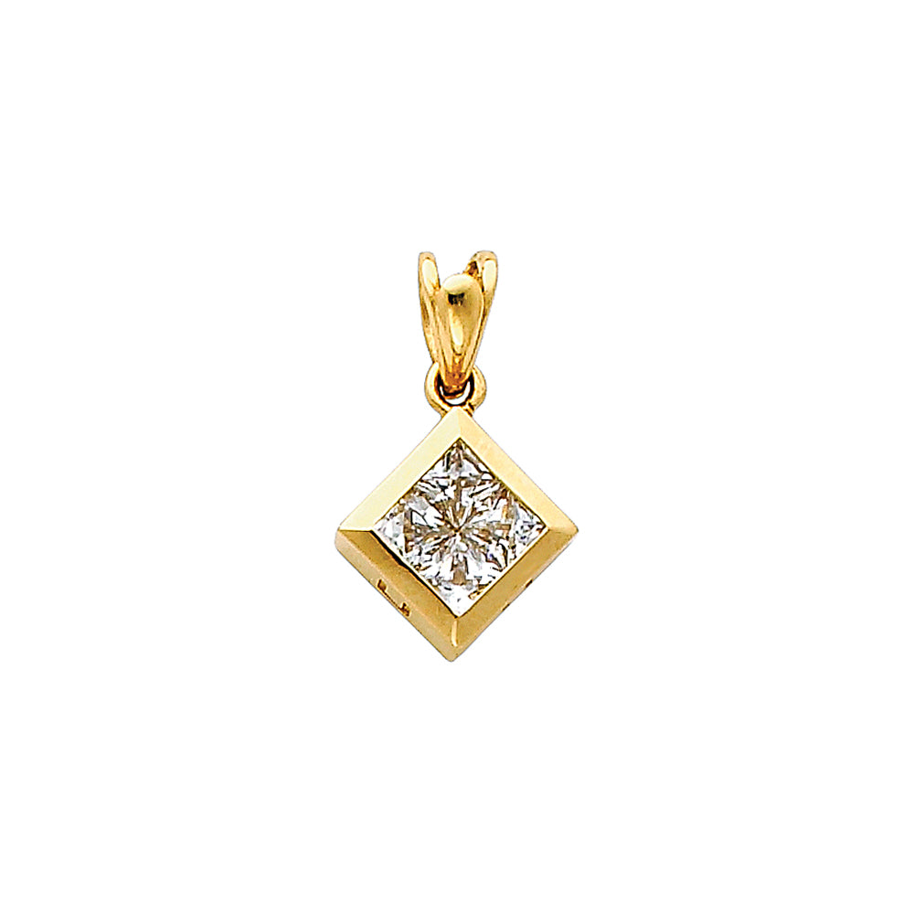 14KY CZ SQUARE PENDANT