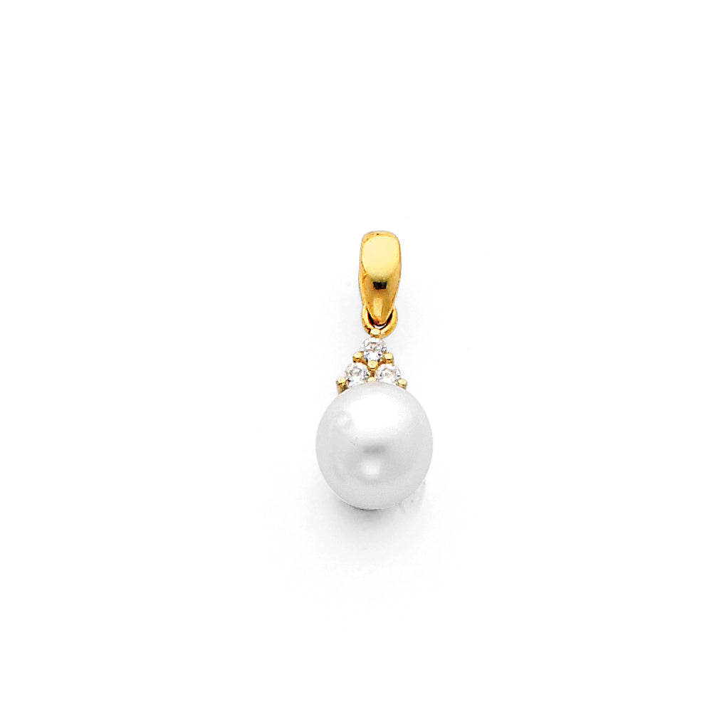 14KY CZ PEARL PENDANT