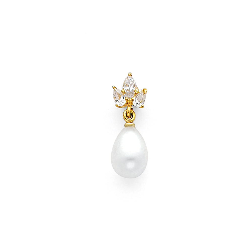 14KY CZ PEARL PENDANT