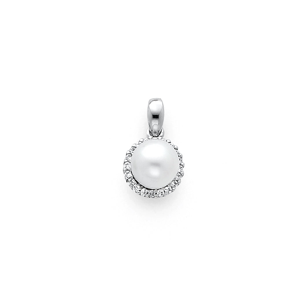 14KW CZ PEARL PENDANT