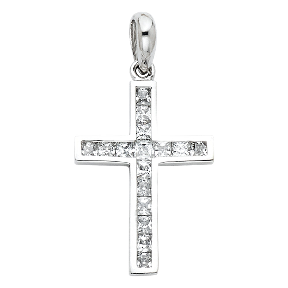 14KW CROSS CZ PENDANT