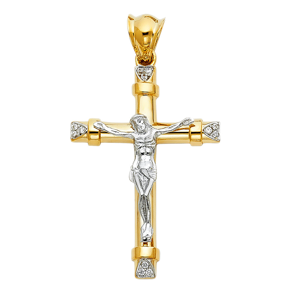 14K 2T CZ FANCY CRUCIFIX PENDANT