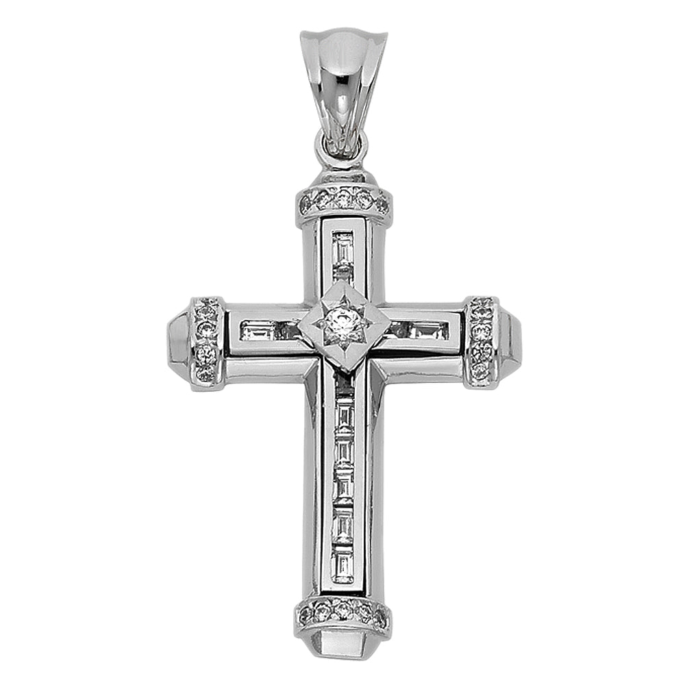 14KW CZ FANCY CRUCIFIX PENDANT