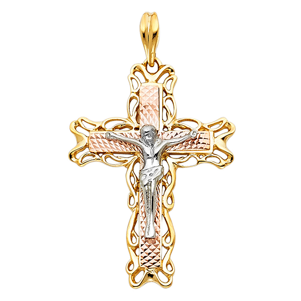 14K 3C FANCY CRUCIFIX PENDANT