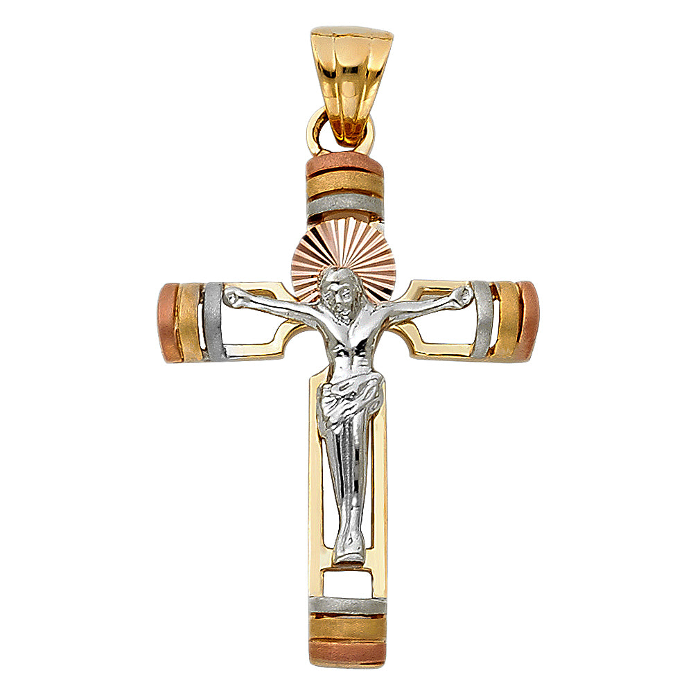 14K 3C FANCY CRUCIFIX PENDANT