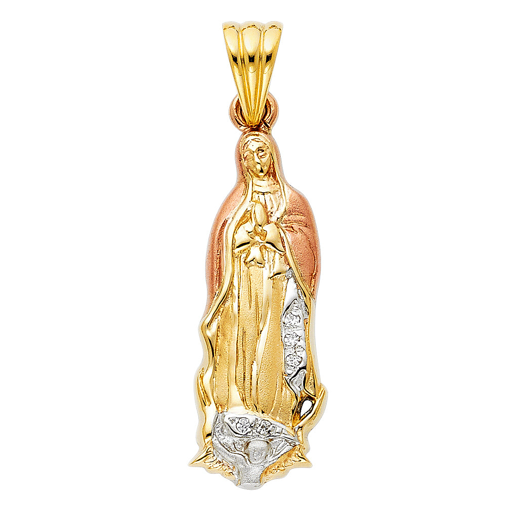 14K 3C CZ OUR LADY OF GUADALUPE PENDANT