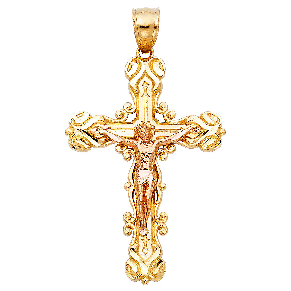 14K 2C FANCY CRUCIFIX PENDANT