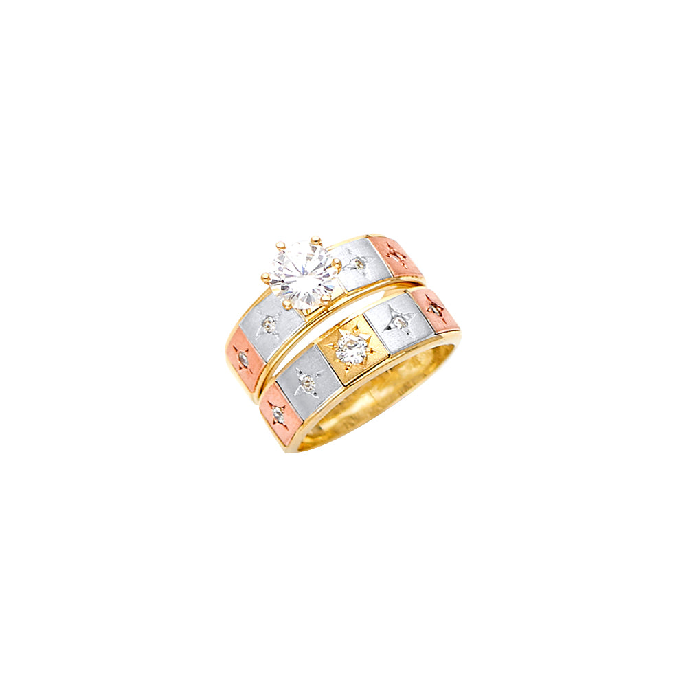 14K 3C CZ Engagement Ring / Trio Set