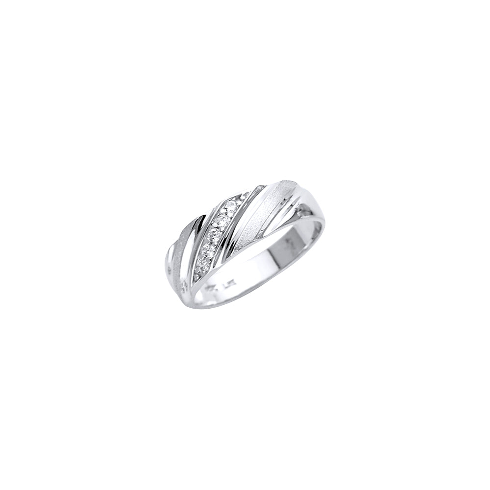 14KW Men's CZ Wedding Band / Trio Set