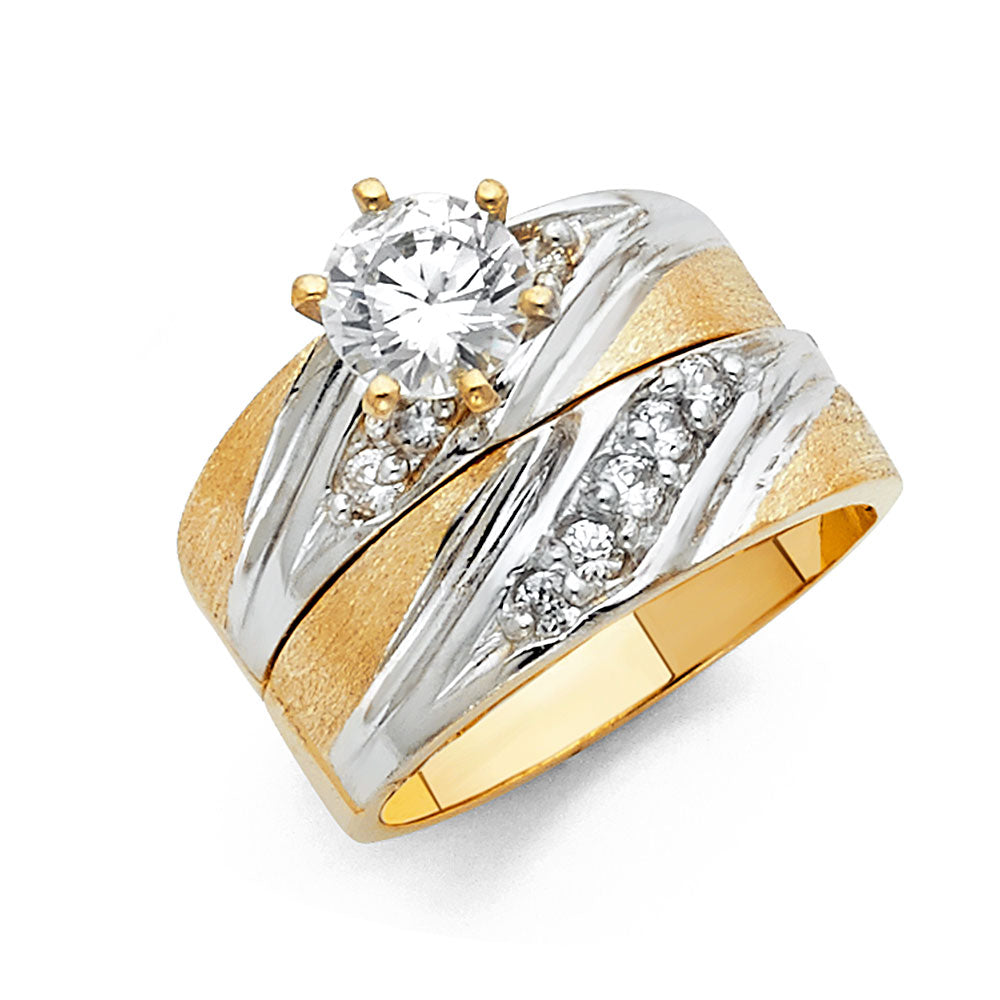 14K 2T CZ ENG RING