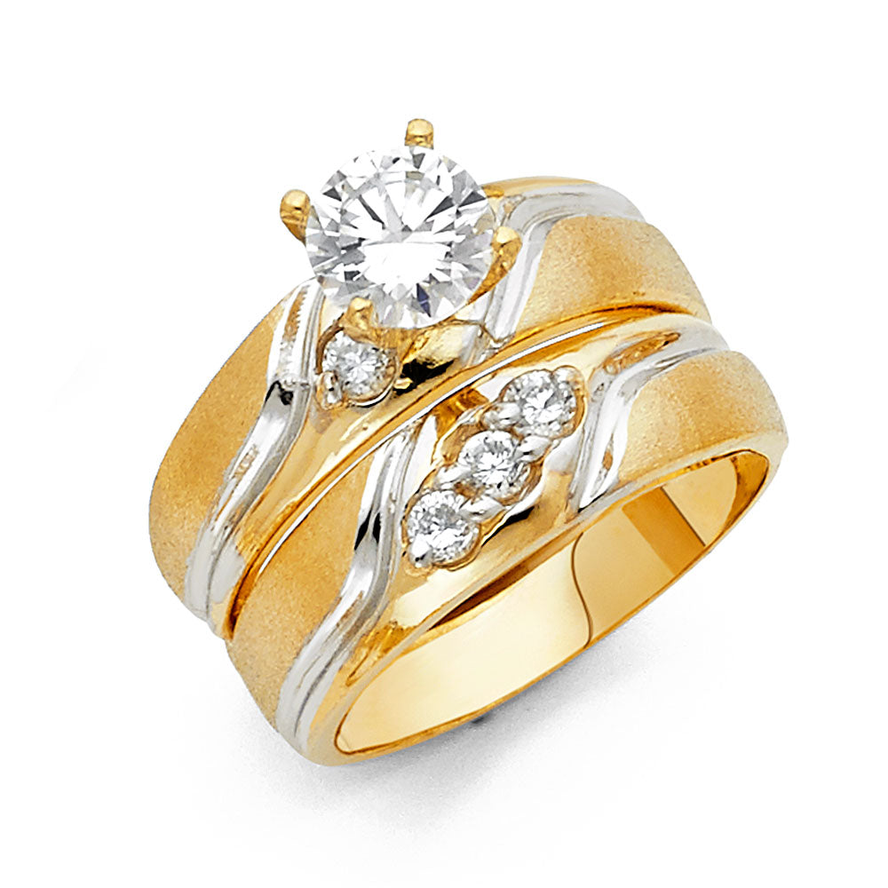 14K 2T CZ ENG RING