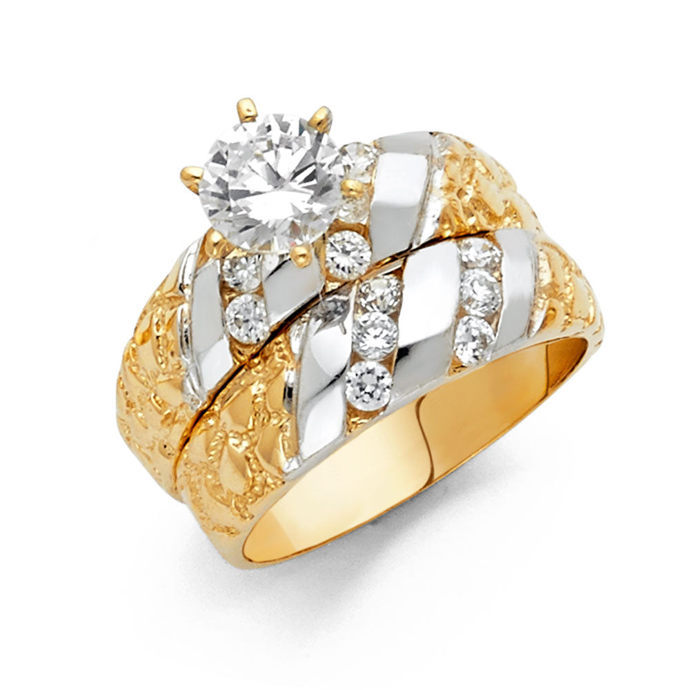 14K 2T CZ ENG RING