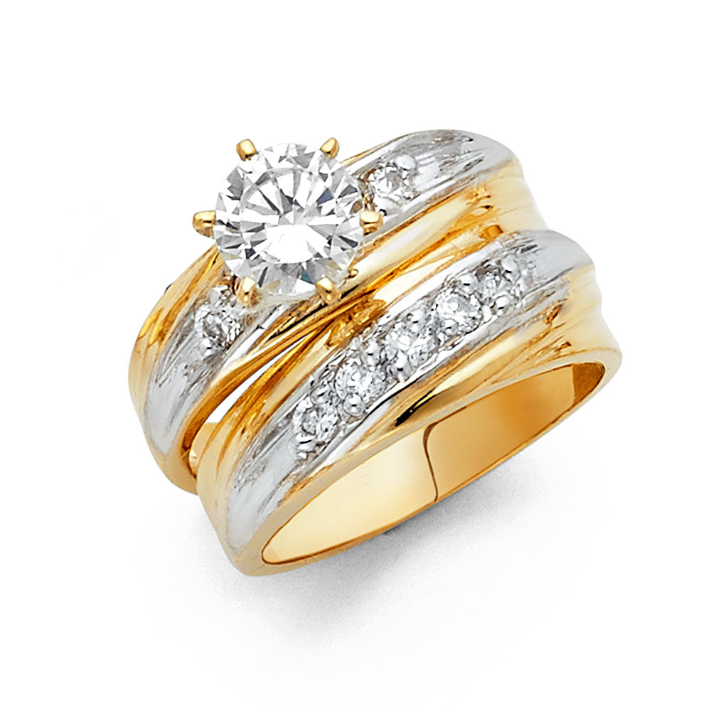 14K 2T CZ ENG RING