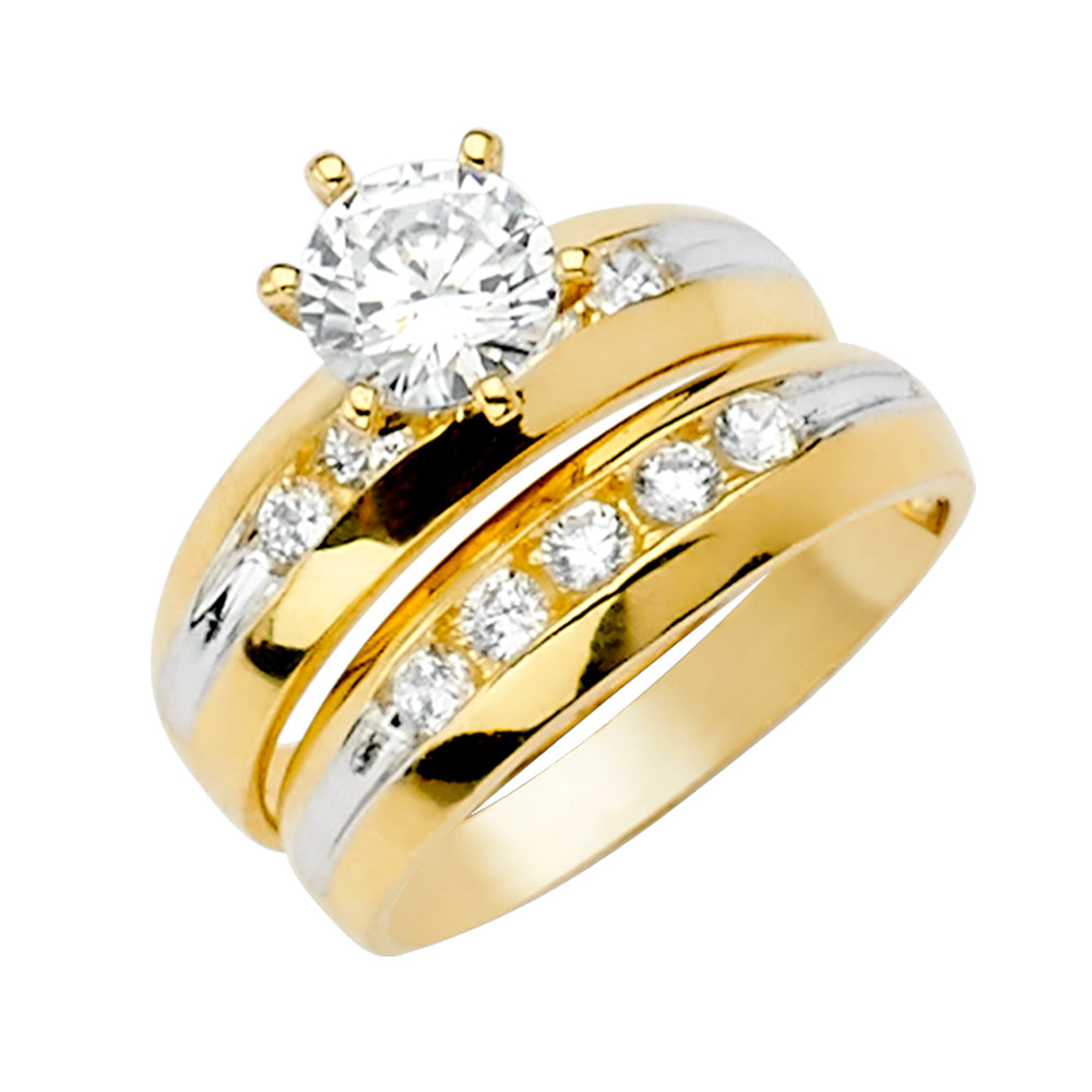 14K 2T CZ ENG RING