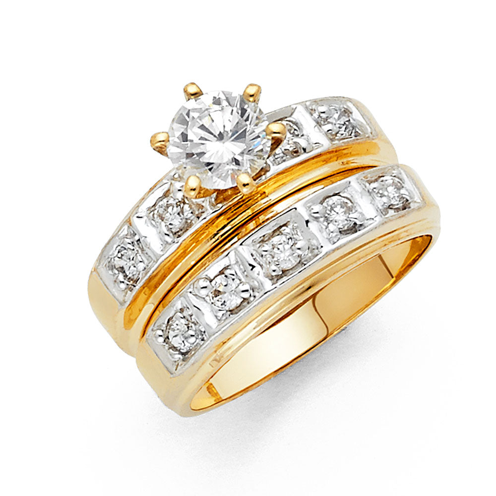 14K 2T CZ ENG RING
